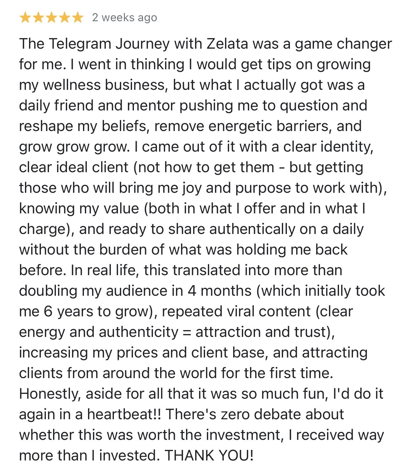 Client testimonial