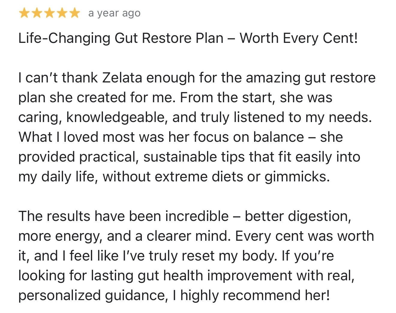 Client review of the Gut Restore program