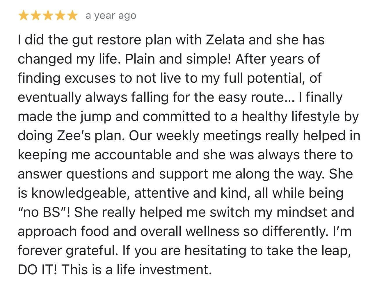 Client review of the Gut Restore program